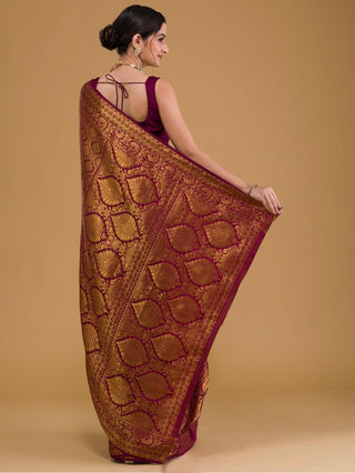 Fancifull Red Soft Silk Saree With Blissful Blouse Piece ClothsVilla