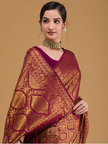 Fancifull Red Soft Silk Saree With Blissful Blouse Piece ClothsVilla