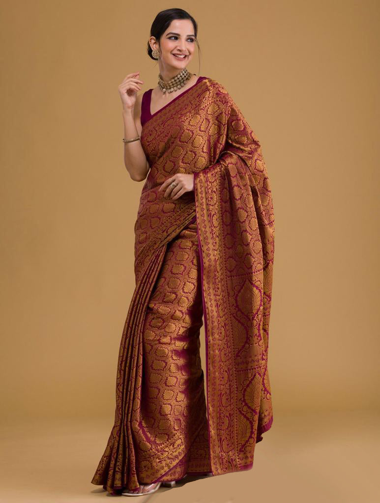 Fancifull Red Soft Silk Saree With Blissful Blouse Piece ClothsVilla