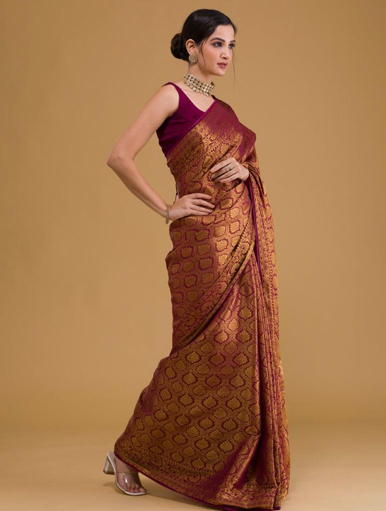 Fancifull Red Soft Silk Saree With Blissful Blouse Piece ClothsVilla