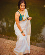 Load image into Gallery viewer, Denouement White Soft Silk Saree With Ratatouille Blouse Piece ClothsVilla