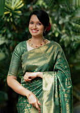 Load image into Gallery viewer, Blooming Rama Soft Silk Saree With Desiring Blouse Piece ClothsVilla