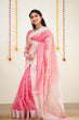 Load image into Gallery viewer, Precious Pink Cotton Silk Saree With Unique Blouse Piece ClothsVilla