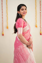Load image into Gallery viewer, Precious Pink Cotton Silk Saree With Unique Blouse Piece ClothsVilla