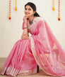 Load image into Gallery viewer, Precious Pink Cotton Silk Saree With Unique Blouse Piece ClothsVilla