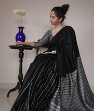 Load image into Gallery viewer, Extraordinary Black Soft Silk Saree With Sizzling Blouse Piece ClothsVilla