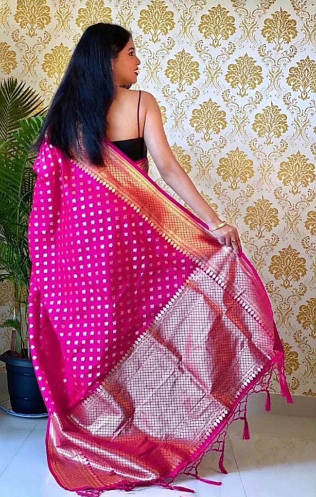 Fancifull Dark Pink Soft Silk Saree With Adoring Blouse Piece ClothsVilla