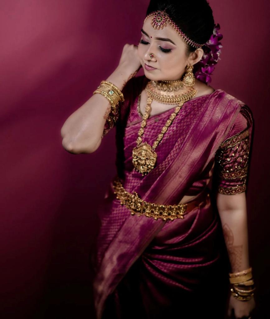 Trendy Purple Soft Silk Saree With Innovative Blouse Piece ClothsVilla