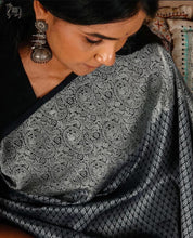 Load image into Gallery viewer, Unique Black Soft Silk Saree With Gratifying Blouse Piece ClothsVilla