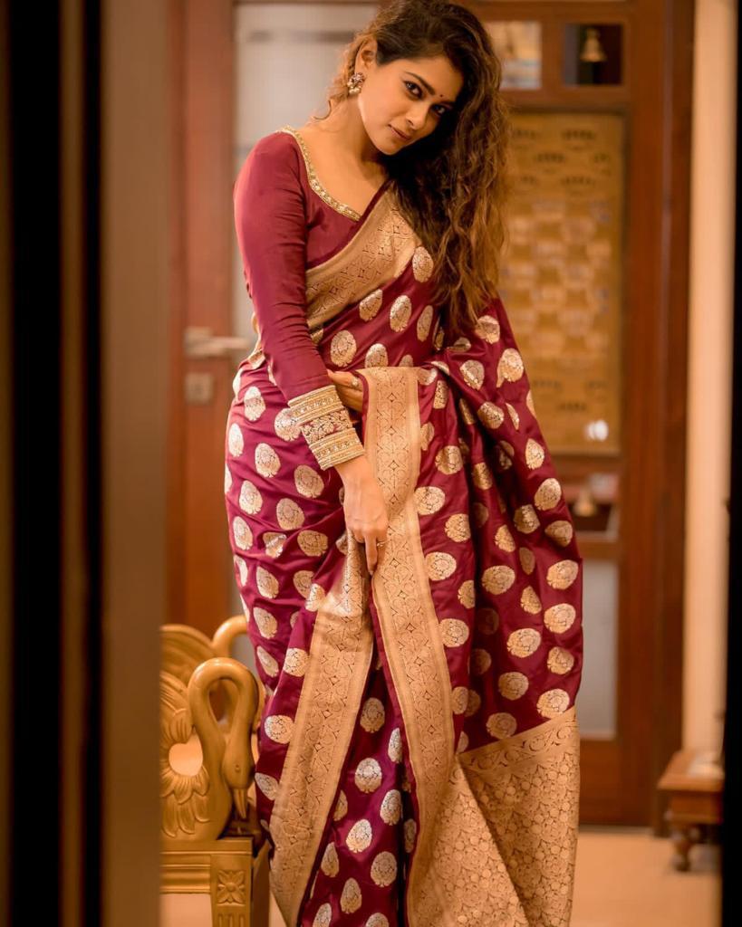 Captivating Brown Soft Silk Saree With Adorable Blouse Piece ClothsVilla Main image