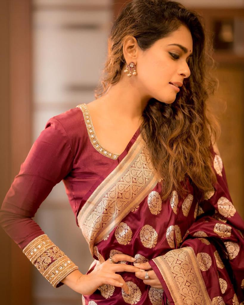 Captivating Brown Soft Silk Saree With Adorable Blouse Piece ClothsVilla