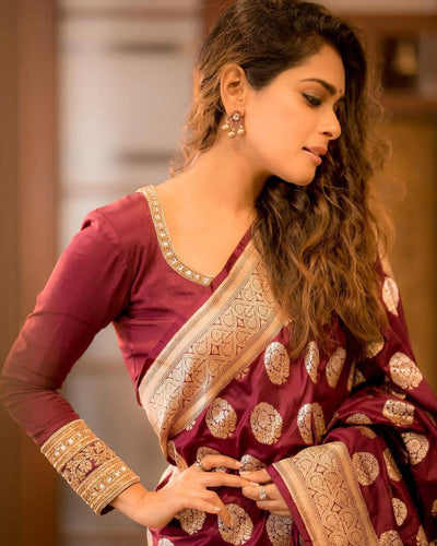 Captivating Brown Soft Silk Saree With Adorable Blouse Piece ClothsVilla