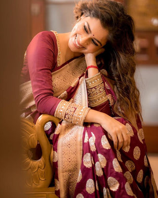 Captivating Brown Soft Silk Saree With Adorable Blouse Piece ClothsVilla