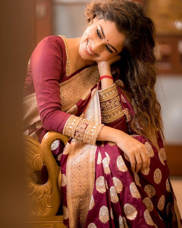 Captivating Brown Soft Silk Saree With Adorable Blouse Piece ClothsVilla