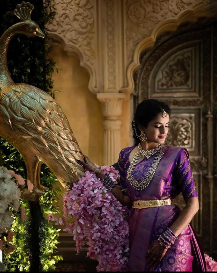 Twirling Purple Soft Silk Saree With Entrancing Blouse Piece ClothsVilla