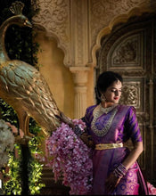 Load image into Gallery viewer, Twirling Purple Soft Silk Saree With Entrancing Blouse Piece ClothsVilla