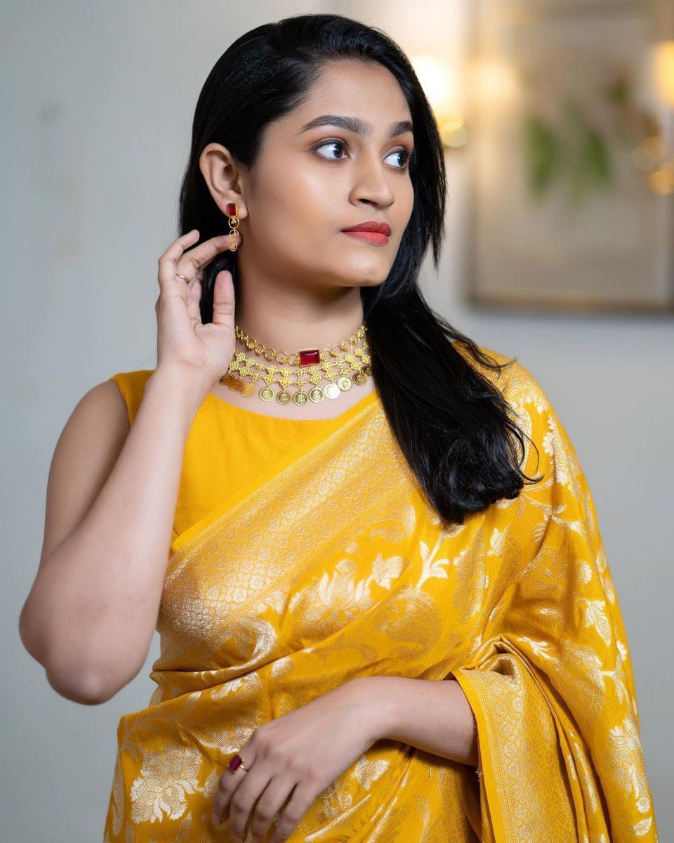 Anandya Yellow Soft Semi Silk Saree main image 1