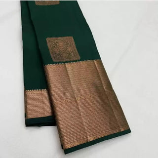 Radiant Dark Green Soft Silk Saree With Pleasant Blouse Piece ClothsVilla