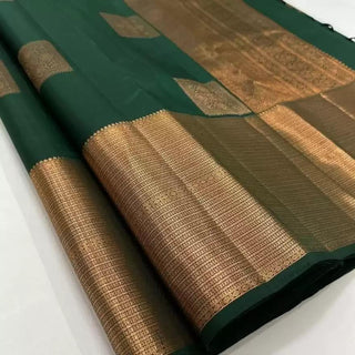 Radiant Dark Green Soft Silk Saree With Pleasant Blouse Piece ClothsVilla