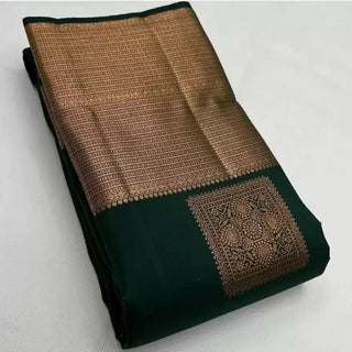 Radiant Dark Green Soft Silk Saree With Pleasant Blouse Piece ClothsVilla