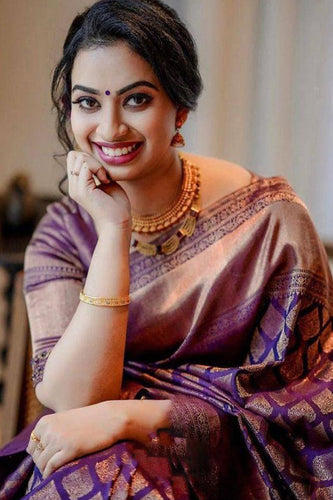 Smart Purple Soft Silk Saree With Super Glowing Blouse Piece ClothsVilla