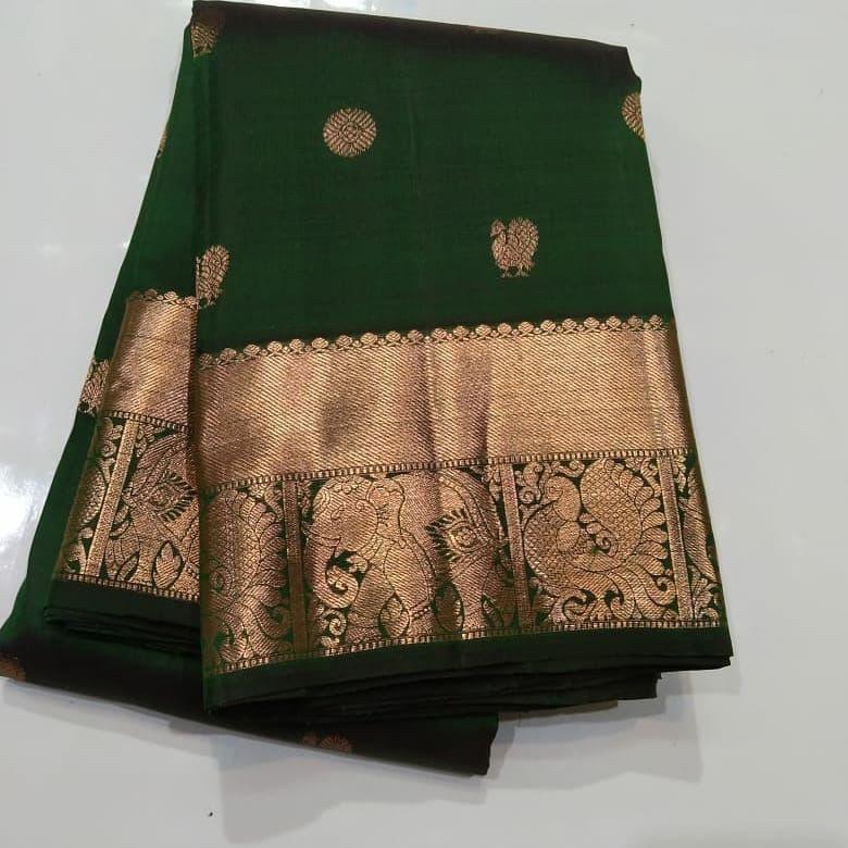 Sophisticated Dark Green Soft Silk Saree With Precious Blouse Piece ClothsVilla Main image
