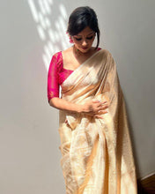 Load image into Gallery viewer, Wonderful Beige Soft Silk Saree With Mesmerising Blouse Piece ClothsVilla