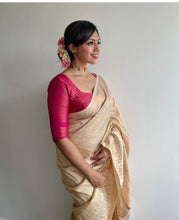 Load image into Gallery viewer, Wonderful Beige Soft Silk Saree With Mesmerising Blouse Piece ClothsVilla