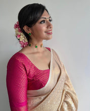 Load image into Gallery viewer, Wonderful Beige Soft Silk Saree With Mesmerising Blouse Piece ClothsVilla