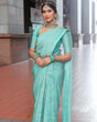 Load image into Gallery viewer, Exquisite Firozi Soft Silk Saree With Traditional Blouse Piece ClothsVilla