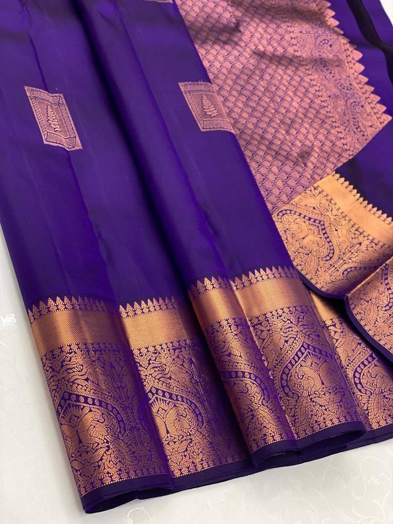 Ratatouille Royal Blue Soft Silk Saree With Luxuriant Blouse Piece ClothsVilla