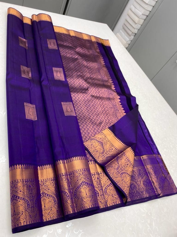 Ratatouille Royal Blue Soft Silk Saree With Luxuriant Blouse Piece ClothsVilla