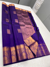 Load image into Gallery viewer, Ratatouille Royal Blue Soft Silk Saree With Luxuriant Blouse Piece ClothsVilla