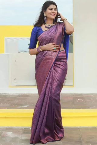 Tremendous Purple Soft Silk Saree With Prodigal Blouse Piece ClothsVilla