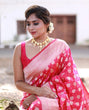 Load image into Gallery viewer, Snappy Red Soft Silk Saree With Smashing Blouse Piece ClothsVilla