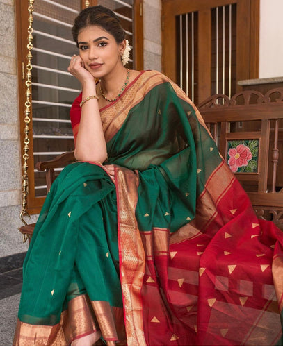 Seraglio Green Soft Silk Saree With Murmurous Blouse Piece ClothsVilla