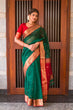 Load image into Gallery viewer, Seraglio Green Soft Silk Saree With Murmurous Blouse Piece ClothsVilla
