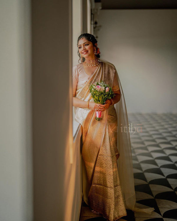Divine Beige Soft Silk Saree With Ideal Blouse Piece ClothsVilla