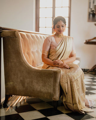 Divine Beige Soft Silk Saree With Ideal Blouse Piece ClothsVilla