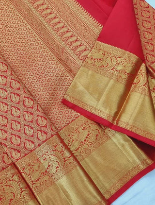 Prettiest Red Soft Silk Saree With Pleasant Blouse Piece ClothsVilla