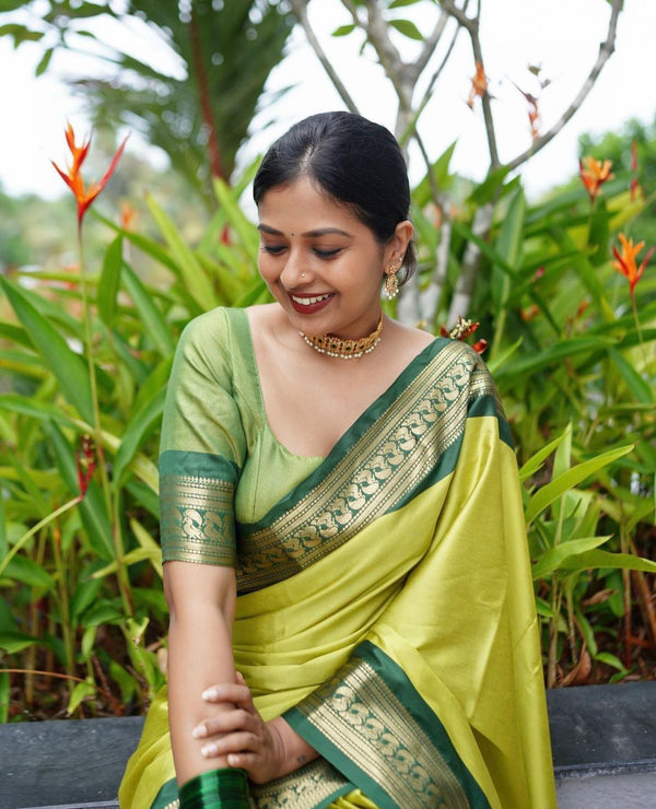 Hypnotic Perrot Soft Silk Saree With Blooming Blouse Piece ClothsVilla