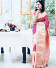 Load image into Gallery viewer, Trendy Pink Soft Silk Saree with Elegant Blouse Piece ClothsVilla