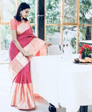 Load image into Gallery viewer, Trendy Pink Soft Silk Saree with Elegant Blouse Piece ClothsVilla