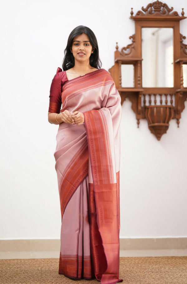 Flattering Baby Pink Soft Silk Saree With Precious Blouse Piece ClothsVilla