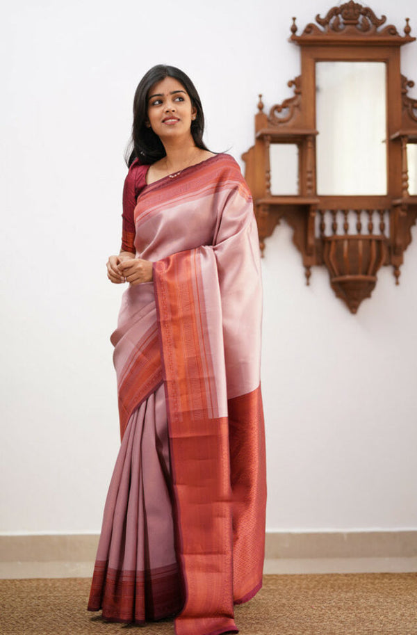Flattering Baby Pink Soft Silk Saree With Precious Blouse Piece ClothsVilla
