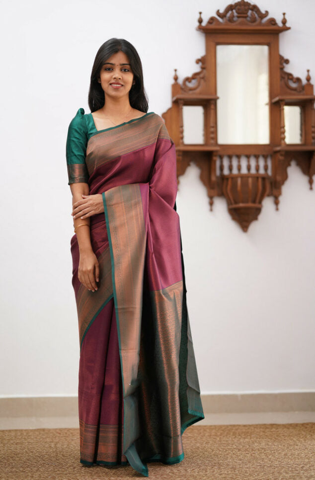 Energetic Maroon Soft Silk Saree With Mesmerising Blouse Piece ClothsVilla Main image