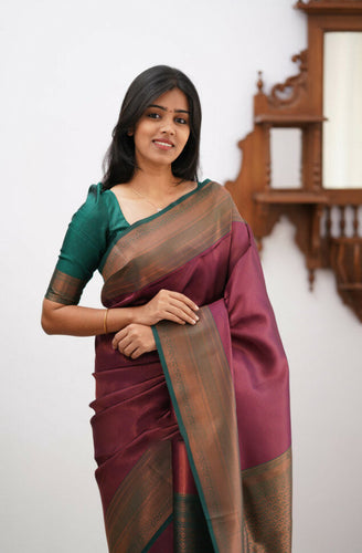 Energetic Maroon Soft Silk Saree With Mesmerising Blouse Piece ClothsVilla