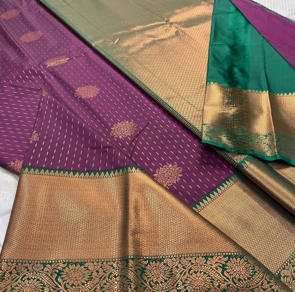 Glorious Purple Soft Silk Saree With Twirling Blouse Piece ClothsVilla