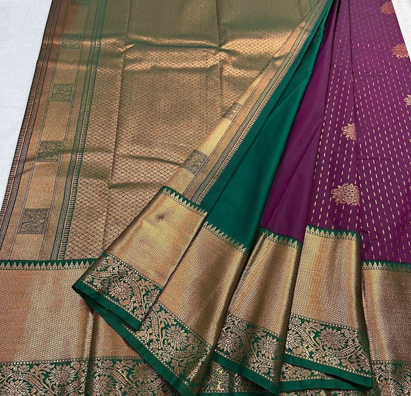 Glorious Purple Soft Silk Saree With Twirling Blouse Piece ClothsVilla