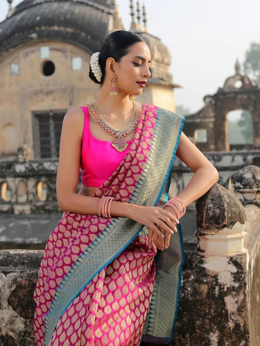 Super classy Dark Pink Soft Silk Saree With Adoring Blouse Piece ClothsVilla